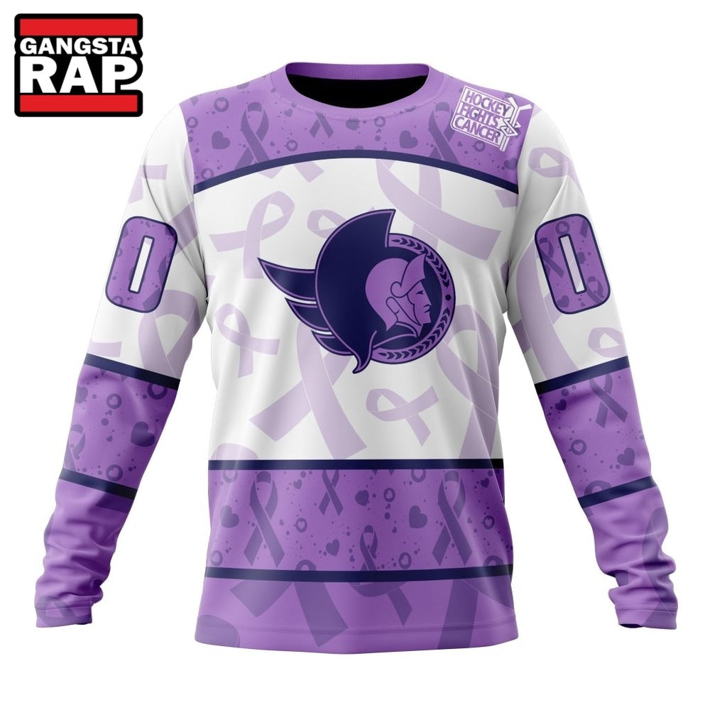 NHL Ottawa Senators Special Lavender Fight Cancer Hoodie, T Shirt