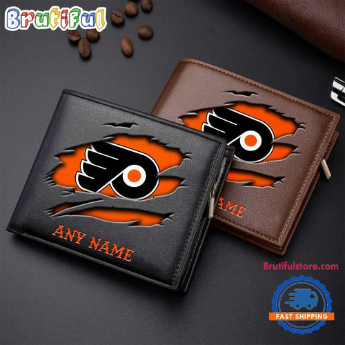 NHL Philadelphia Flyers Custom Name Wallet, Hockey Team Design Men’s Wallet