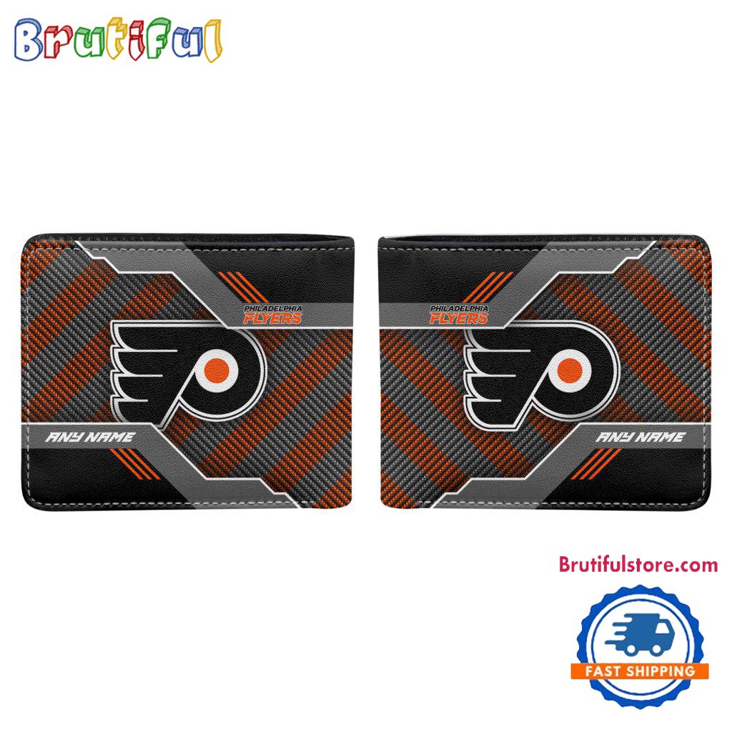NHL Philadelphia Flyers Hockey Logo Team Personalized Name Black Men’s Wallet