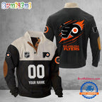 NHL Philadelphia Flyers Hockey Team Custom Name And Number Buttoned Collar Sweatshirt