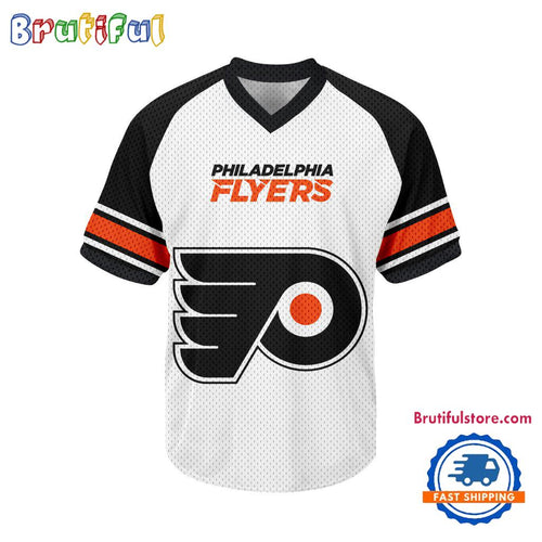 NHL Philadelphia Flyers Hockey Team Design V-neck Mesh Short Sleeve Jersey