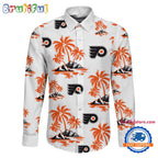 NHL Philadelphia Flyers Special Hockey Long Sleeve Hawaiian Design Button Shirt