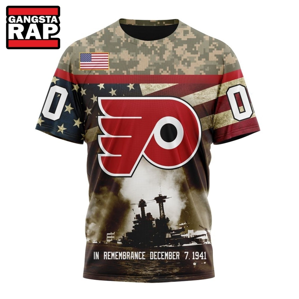 NHL Philadelphia Flyers Specialized Unisex Kits Remember Pearl Harbor Hoodie, T Shirt