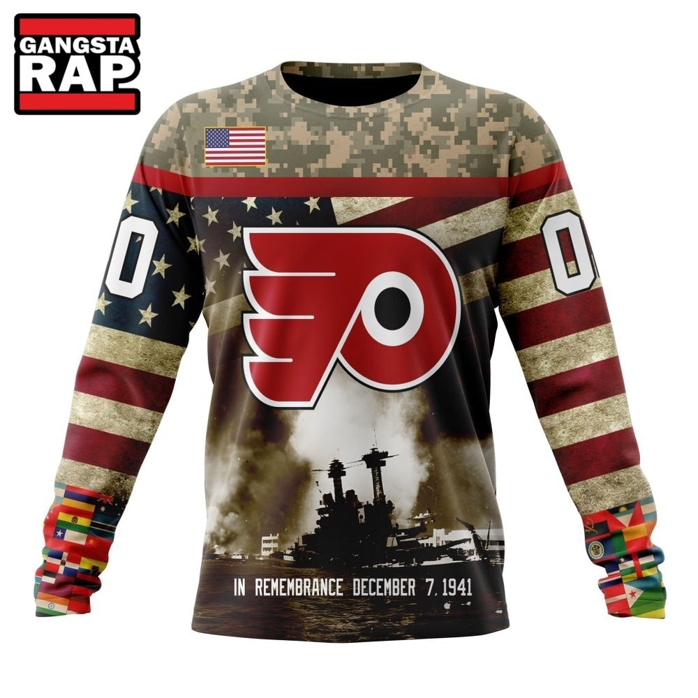 NHL Philadelphia Flyers Specialized Unisex Kits Remember Pearl Harbor Hoodie, T Shirt