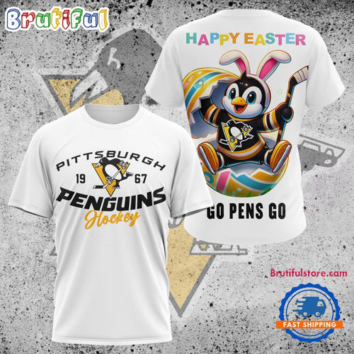 NHL Pittsburgh Penguins Hockey Team Mascot Design Happy Easter Day T Shirt