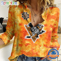 NHL Pittsburgh Penguins Hockey Team Orange Design Women’s Casual Shirt