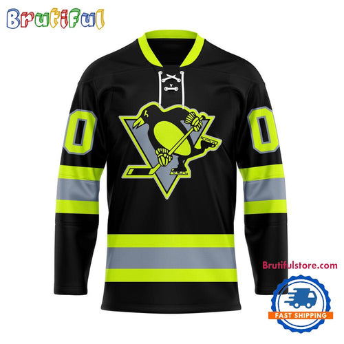 NHL Pittsburgh Penguins Honoring Firefighters Lace Hockey Jersey