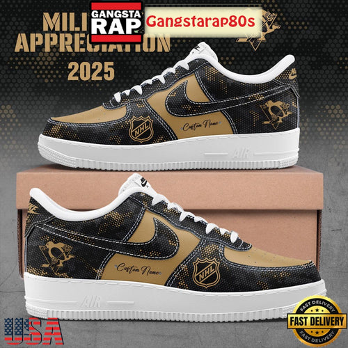 NHL Pittsburgh Penguins Military Appreciation 2025 Custom Air Force 1 Sneakers Shoes
