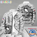 NHL Pittsburgh Penguins Special Camo Honor Veterans Puffer Jacket, Hockey Team Design Jacket