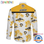 NHL Pittsburgh Penguins Special Hockey Long Sleeve Hawaiian Design Button Shirt