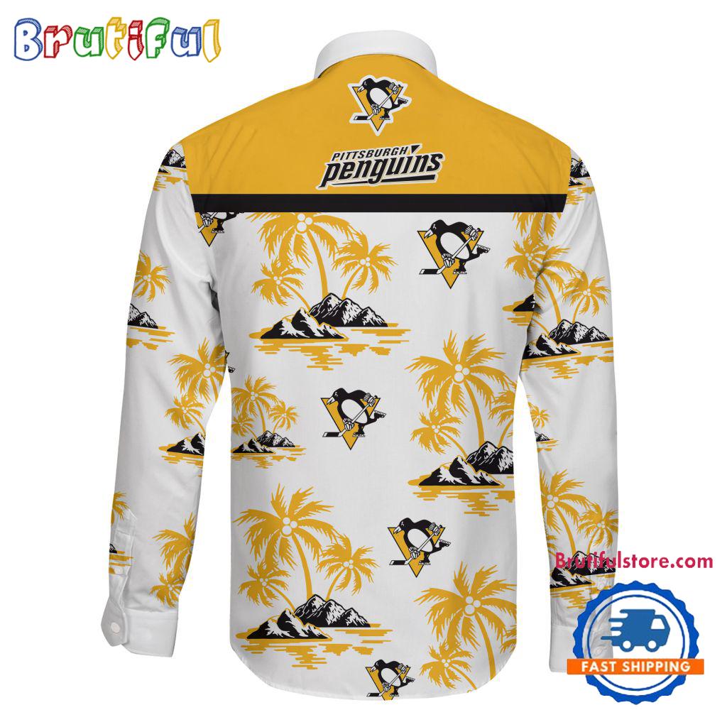 NHL Pittsburgh Penguins Special Hockey Long Sleeve Hawaiian Design Button Shirt