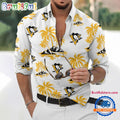 NHL Pittsburgh Penguins Special Hockey Long Sleeve Hawaiian Design Button Shirt