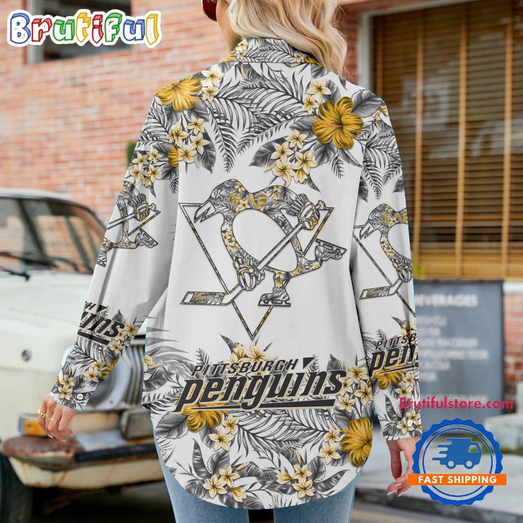NHL Pittsburgh Penguins Special Hockey Team Hawaiian Design Women’s Casual Shirt