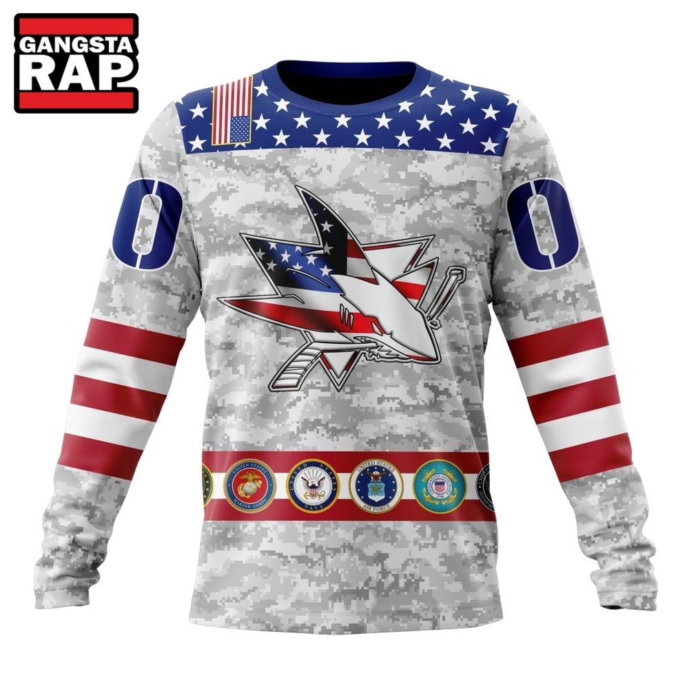NHL San Jose Sharks Armed Forces Appreciation Design Hoodie, T Shirt