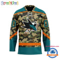 NHL San Jose Sharks Camo Veterans Custom Hockey Jersey