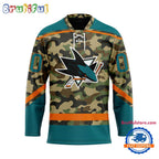 NHL San Jose Sharks Camo Veterans Custom Hockey Jersey