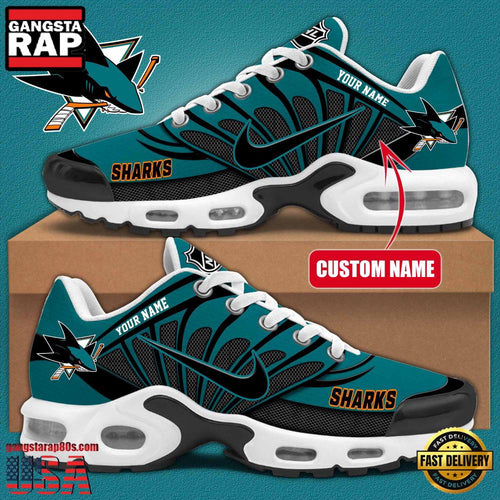 NHL Custom Name San Jose Sharks New Design Air Max Plus Shoes Running Sneakers