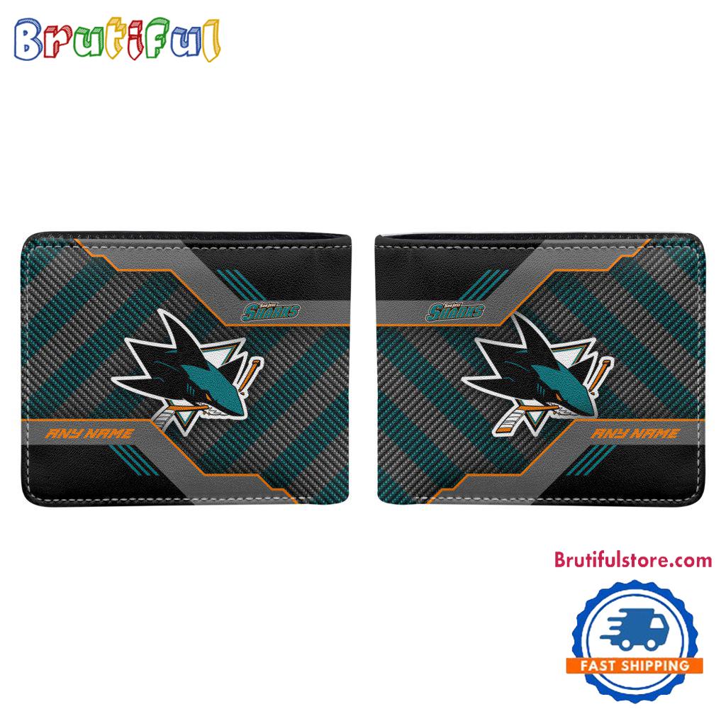 NHL San Jose Sharks Hockey Logo Team Personalized Name Black Men’s Wallet