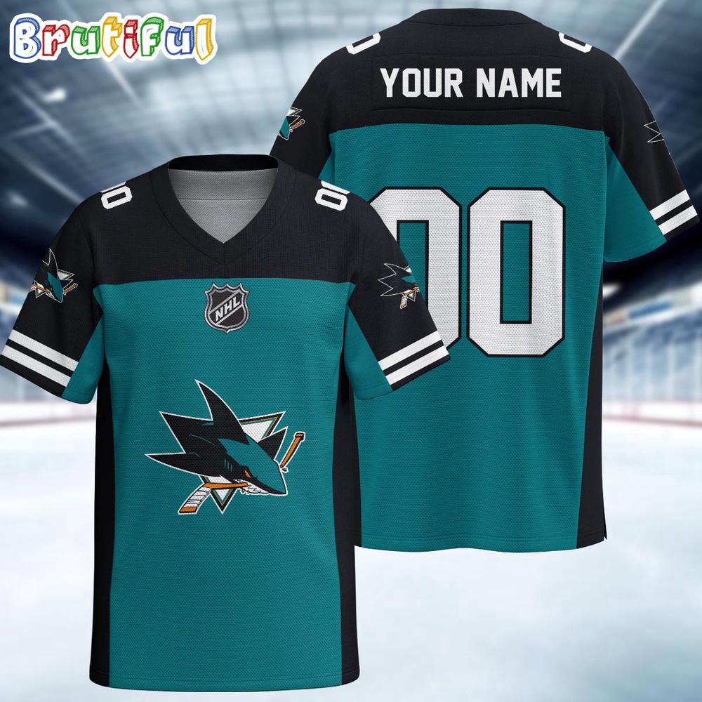 NHL San Jose Sharks Hockey Team Personalized Football Jersey