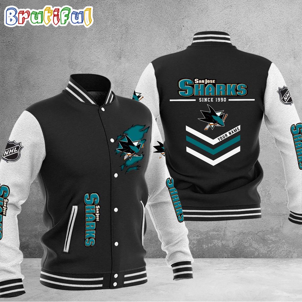 NHL San Jose Sharks Hockey Team Personalized Varsity Baseball Jacket
