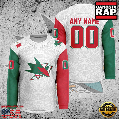 NHL Custom Name Number San Jose Sharks Mexican Heritage New Design Hockey Jersey