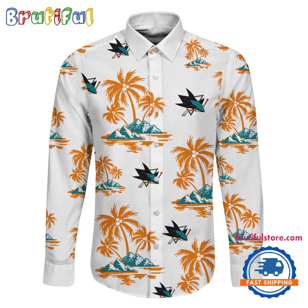 NHL San Jose Sharks Special Hockey Long Sleeve Hawaiian Design Button Shirt