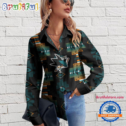 NHL San Jose Sharks Special Native American Women’s Casual Shirt, Hockey Women’s Casual Shirt