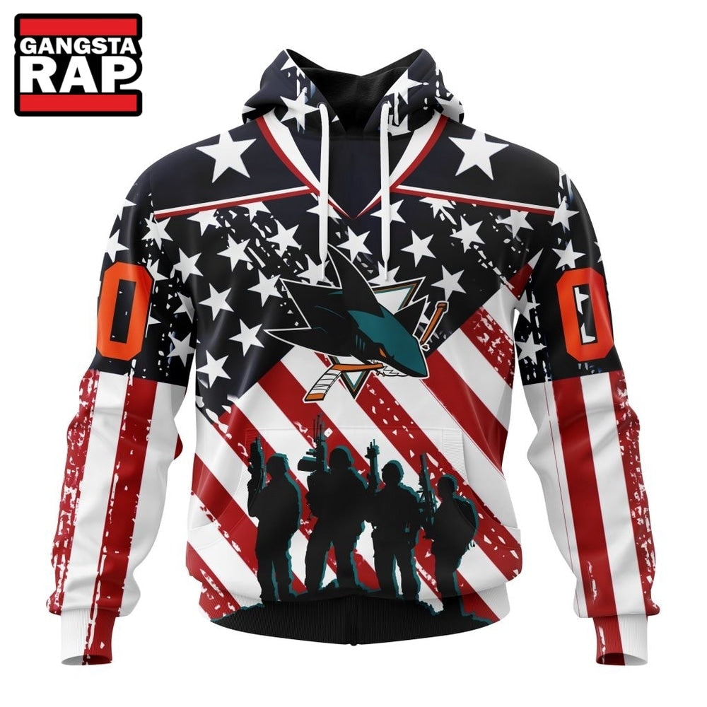 NHL San Jose Sharks Specialized Kits For Honor USS Military Hoodie, T Shirt