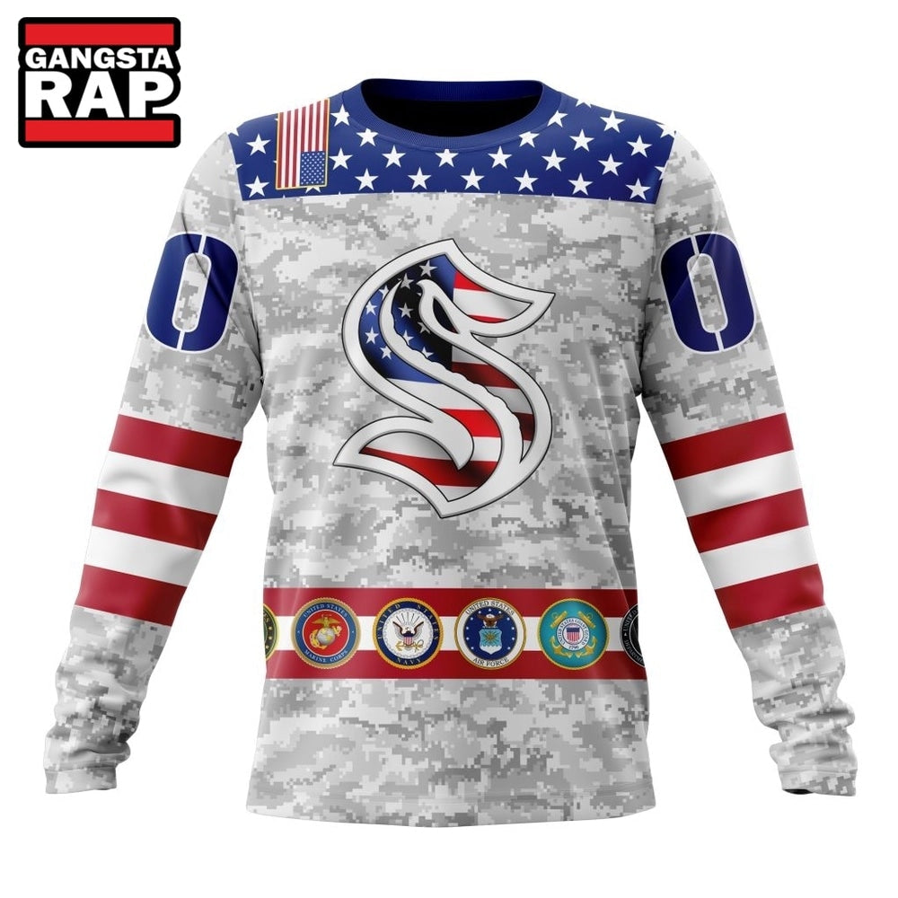 NHL Seattle Kraken Armed Forces Appreciation Design Hoodie, T Shirt
