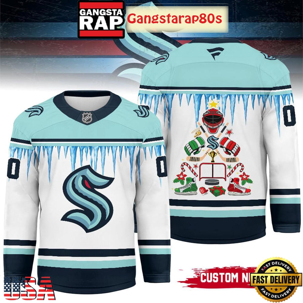 NHL Seattle Kraken Christmas New 2025 Custom Number Hockey Jersey