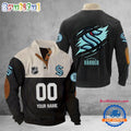 NHL Seattle Kraken Hockey Team Custom Name And Number Buttoned Collar Sweatshirt