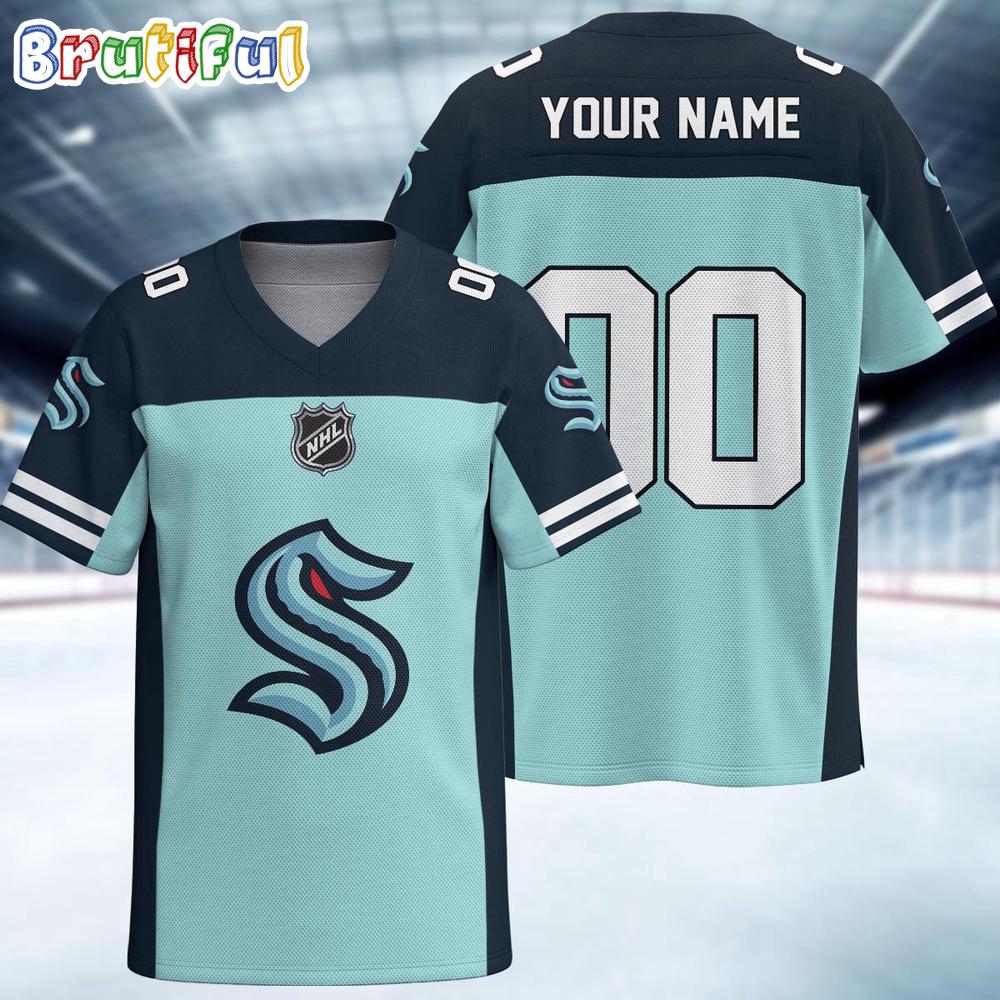 NHL Seattle Kraken Hockey Team Personalized Football Jersey