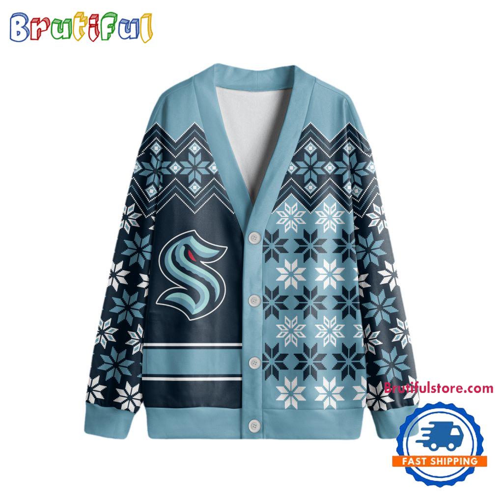 NHL Seattle Kraken Spcial Ugly Christmas Hockey Design Cardigan, Hockey Fans Cardigan Shirt