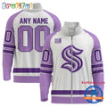 NHL Seattle Kraken Special Hockey Fight Cancer Standing Neck Zipper Jacket