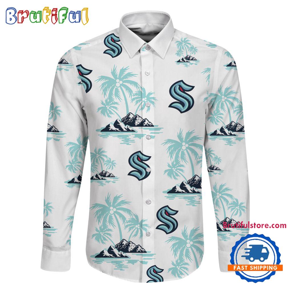 NHL Seattle Kraken Special Hockey Long Sleeve Hawaiian Design Button Shirt