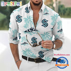 NHL Seattle Kraken Special Hockey Long Sleeve Hawaiian Design Button Shirt