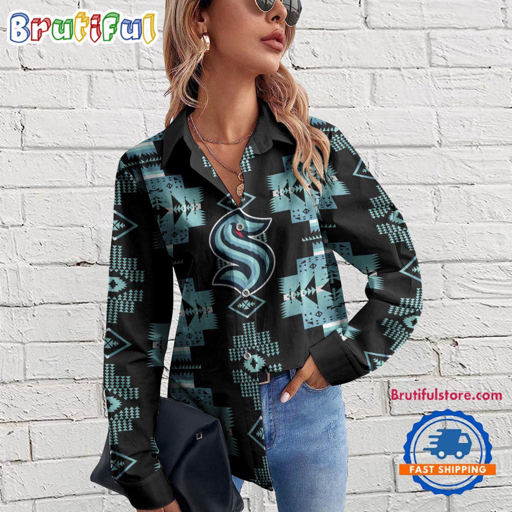 NHL Seattle Kraken Special Native American Women’s Casual Shirt, Hockey Women’s Casual Shirt