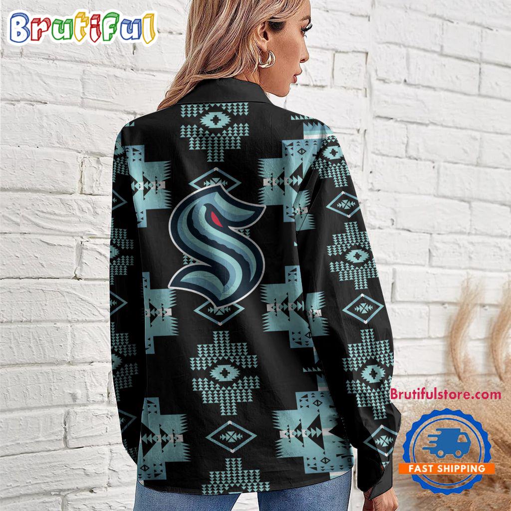 NHL Seattle Kraken Special Native American Women’s Casual Shirt, Hockey Women’s Casual Shirt