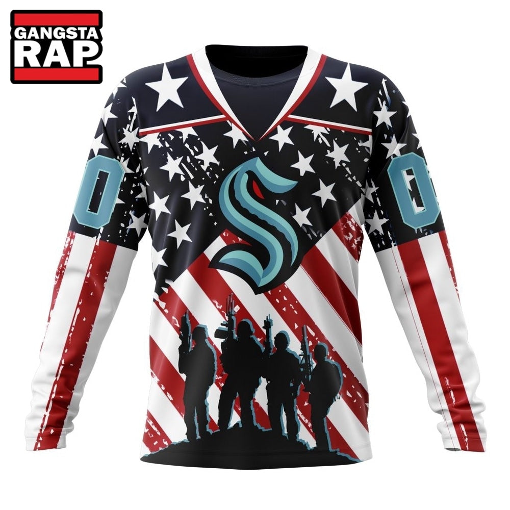 NHL Seattle Kraken Specialized Kits For Honor USS Military Hoodie, Hoodie T-Shirt