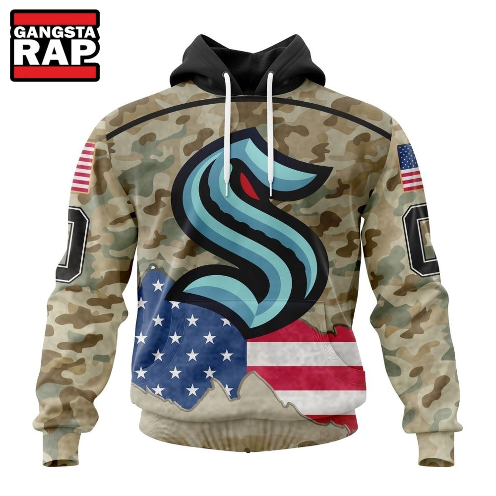 NHL Seattle Kraken Specialized Kits For United State With Camo Color Hoodie, T Shirt