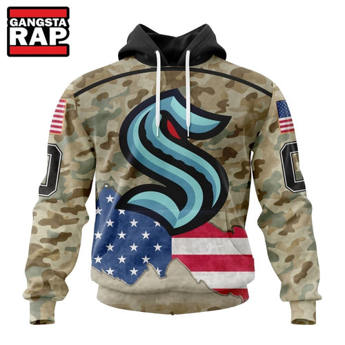 NHL Seattle Kraken Specialized Kits For United State With Camo Color Hoodie, T Shirt
