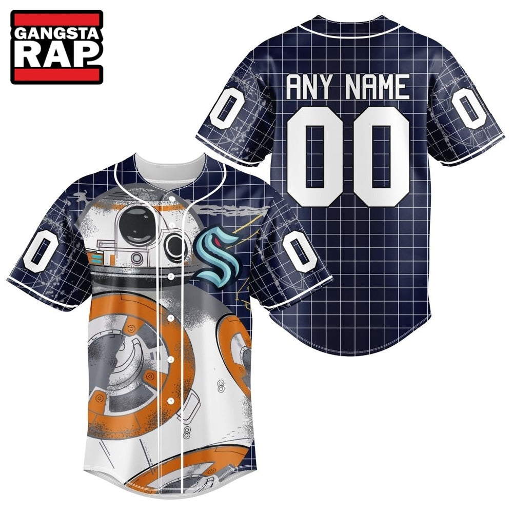 NHL Seattle Kraken x BB 8 D Star War Baseball Jersey