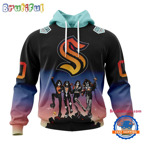 NHL Seattle Kraken X KISS Band Special Hockey Team Music Design Unisex Hoodie