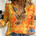 NHL St. Louis Blues Hockey Team Orange Design Women’s Casual Shirt
