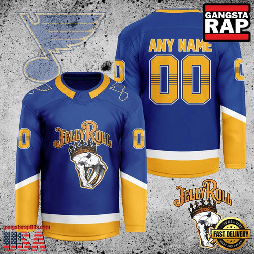 NHL Custom Name Number St. Louis Blues Jelly Roll New Design Hockey Jersey