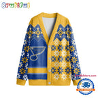 NHL St. Louis Blues Spcial Ugly Christmas Hockey Design Cardigan, Hockey Fans Cardigan Shirt