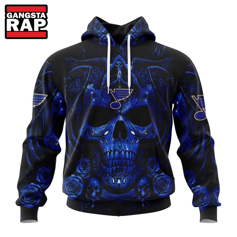 NHL St Louis Blues Special Design Halloween With Skull Art Hoodie, T Shirt