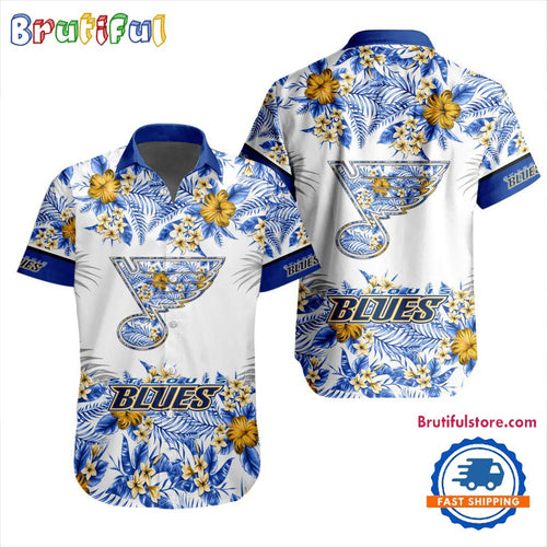 NHL St. Louis Blues Special Flower Tropical Design Hawaiian Button Shirt