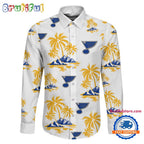 NHL St. Louis Blues Special Hockey Long Sleeve Hawaiian Design Button Shirt