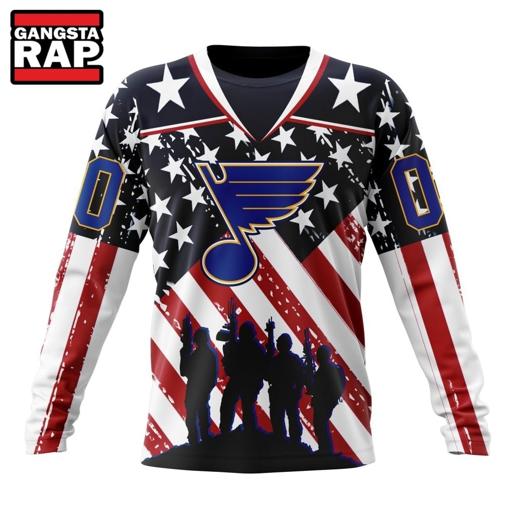 NHL St. Louis Blues Specialized Kits For Honor USS Military Hoodie, T Shirt